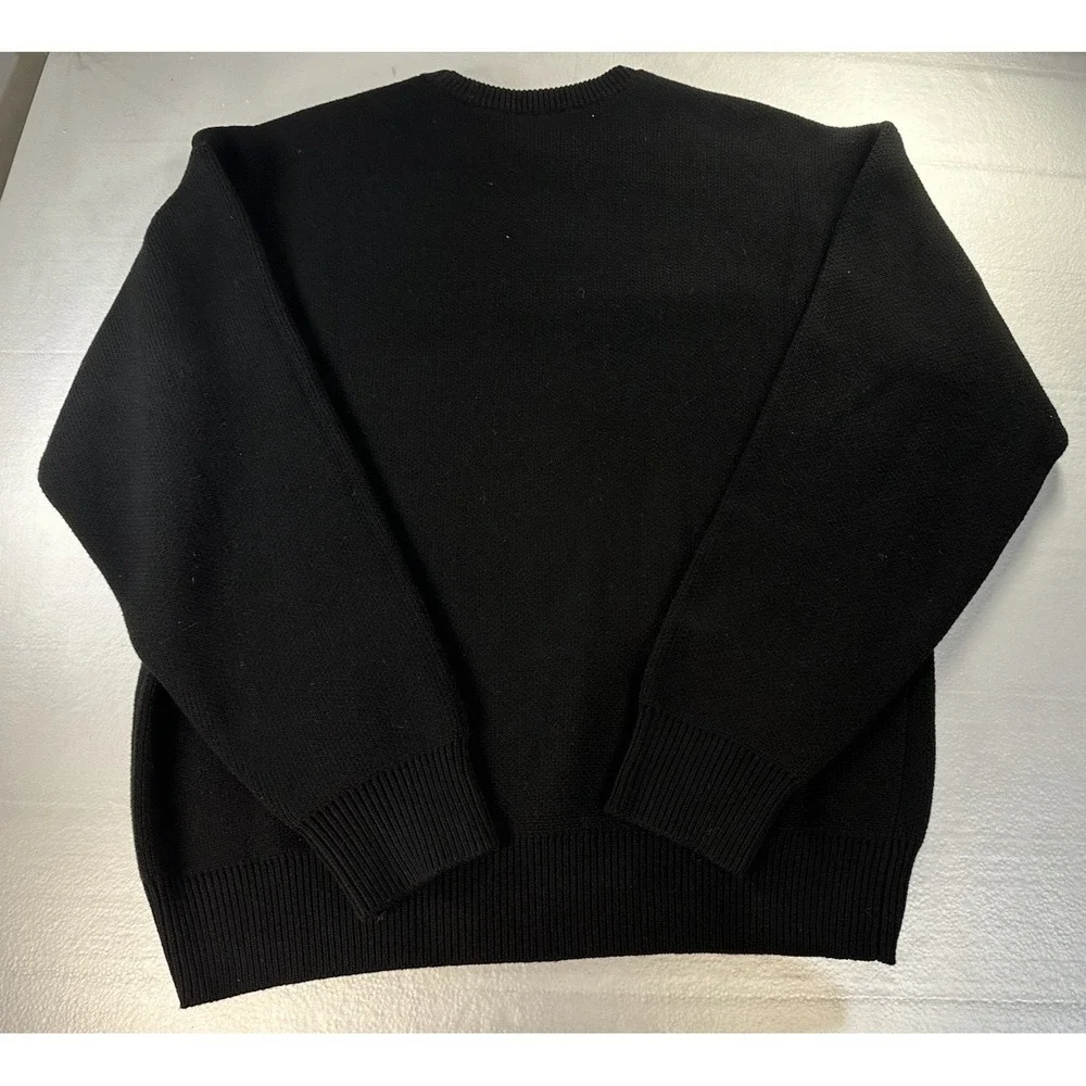 XPLR Mens Knit Cherub Sweater Medium Black White‎ Heavy Pullover